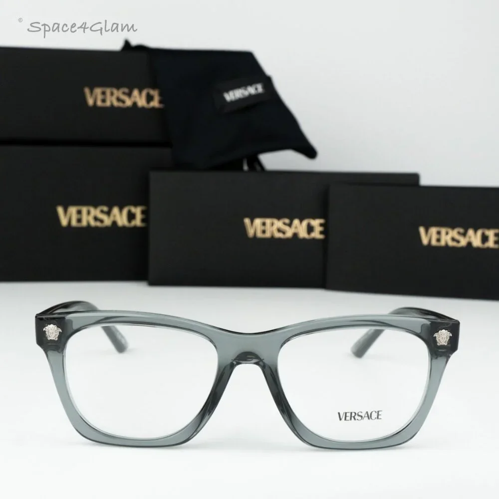 BRAND NEW Versace VE3363U 5496 Grey Demo Square Unisex Eyeglasses VE 3363U